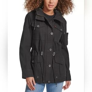 Levi's Black Hooded Utility Military Jacket